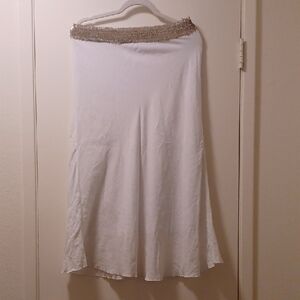 Bloom White A-Line Skirt with Gold Detail
